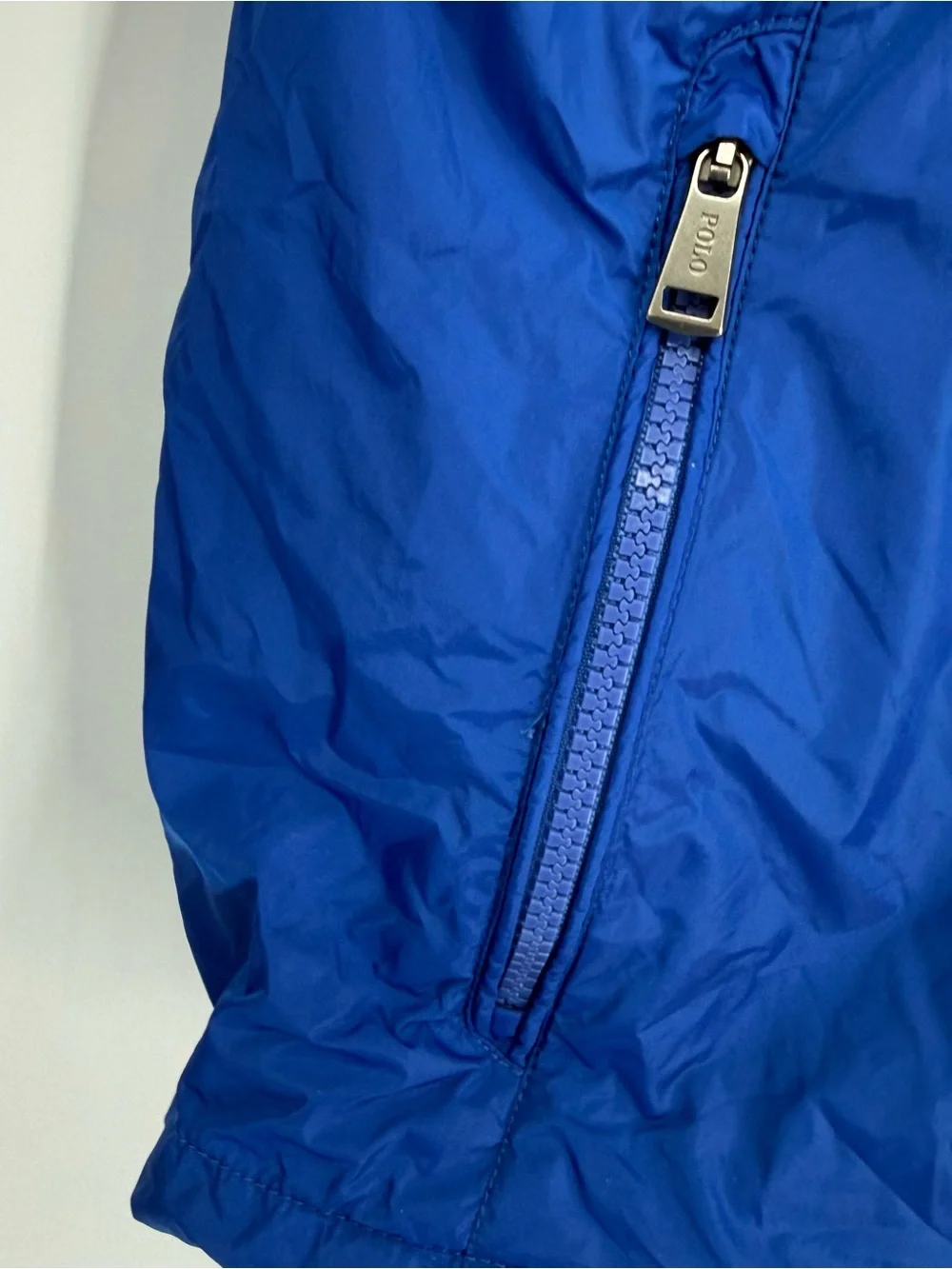 Polo Ralph Lauren Mens Windbreaker Jacket Blue Packable Zip Hood Large L